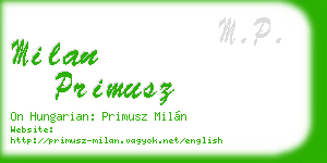 milan primusz business card